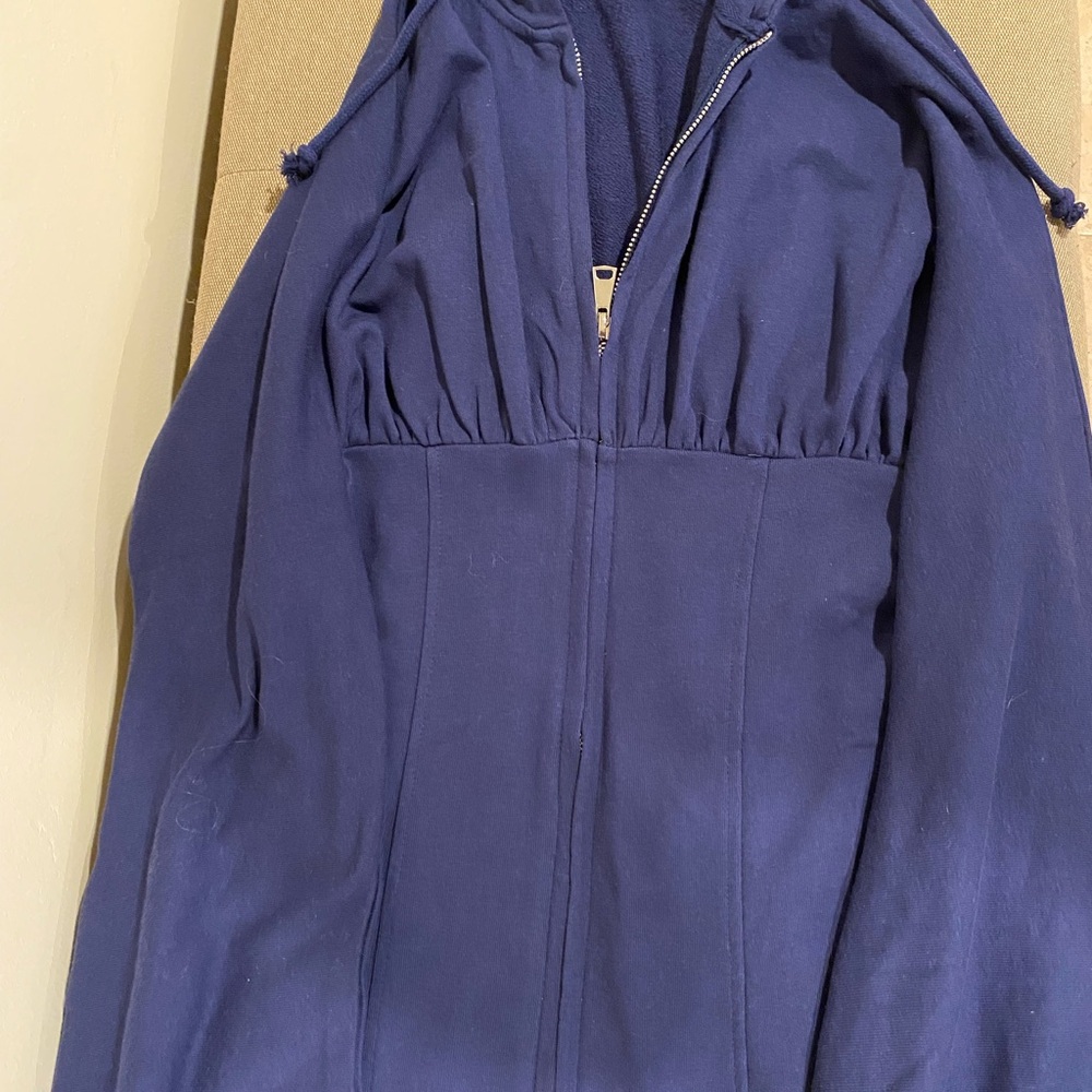 Fashion Nova Navy Zip-Up Hooded Mini Dress